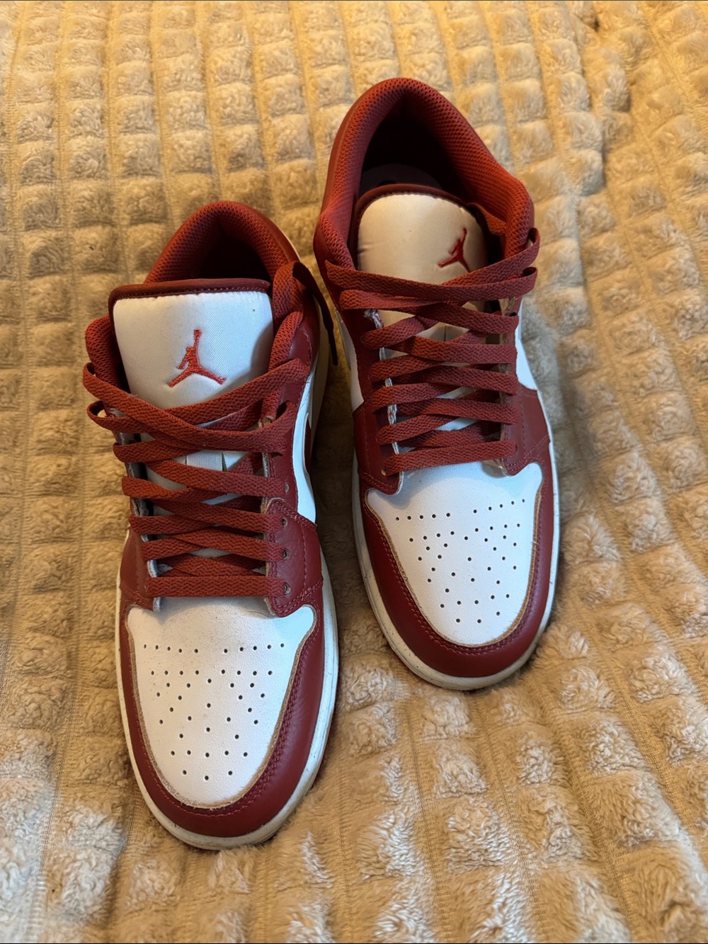 Nike Men’s Sneakers White and Red Jordan Low Tops